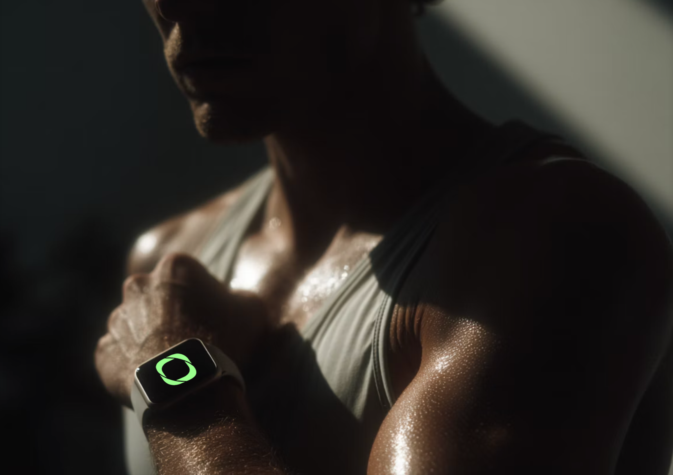 Athlete wearing a fitness wearable during a workout