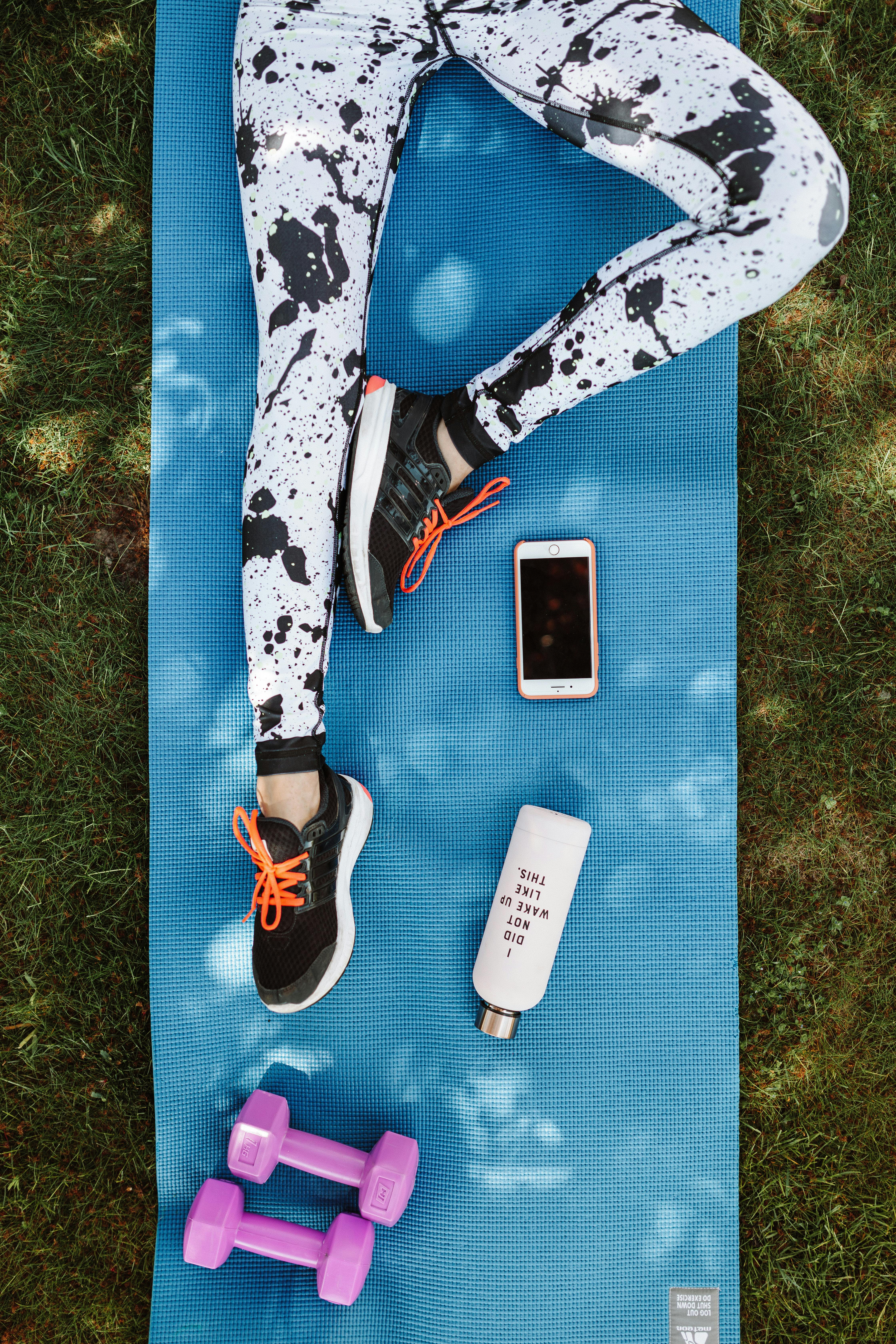 Fitness products flat-lay
